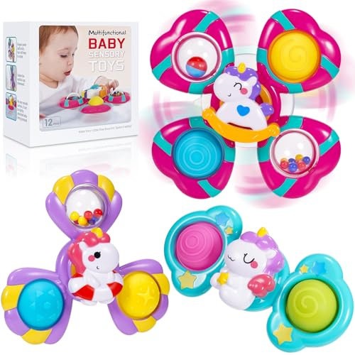 Hapikids Baby Bath Toys, Baby Toys 6-12 Months Plus Suction Cup Spinner Toys Highchair Toy unicorn gifts for girls