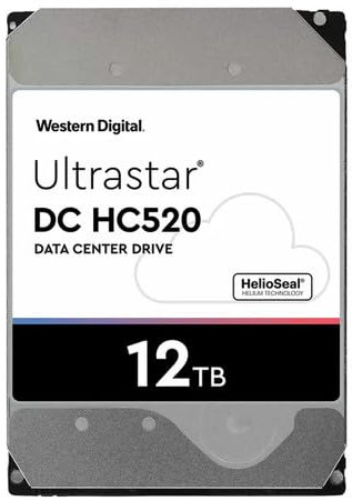 WD Ultrastar 0F29562 DC HC520 12TB HDD SAS-12Gbps 3.5-Inch Internal Hard Drive HUH721212AL4204