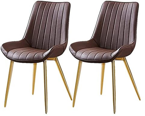 Lot de 2 chaises de salle à manger modernes en cuir avec pieds en métal doré, étanches, ergonomiques et élégantes pour bureau, chambre à coucher et salle à manger
