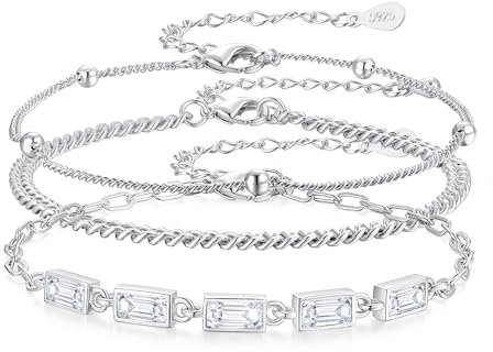 GEMAURA 3 Stück Armband Gold für Damen,Verstellbare Armband Silber 925 Damen mit Zirkonia 14 Karat Vergoldet Armband Stapelbar Kubanische Armband Set für Damen Mädchen