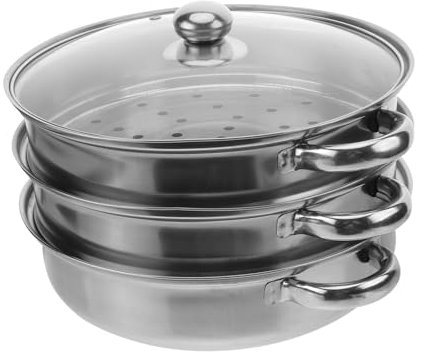Garneck Olla De Vapor De Tres De Acero Inoxidable Vaporera Multifunción Para Cocinar Al Vapor Para Preparar Sopas y Guisos La Cocina