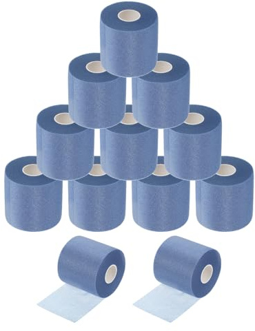 sourcing map Pre Wrap Athletic Tape 30 Yards x 2.8 Inch Foam Under Wrap Tape Sport Prewrap Headband for Hair Ankles Wrists Hands Knees, Blue 12 Rolls