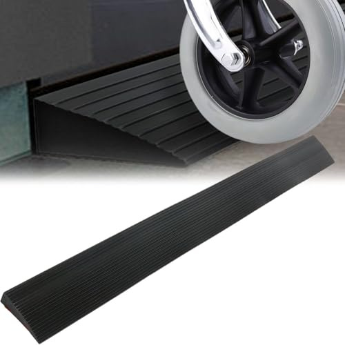 Türschwellenrampe Selbstklebend Rampe Türschwelle Rollstuhlrampe - 90cm x 8cm x 2cm Türschwellenrampen, rutschfeste Oberfläche, Gummirampe Auffahrrampe für Kinderwagen Rollator Scooter Saugroboter