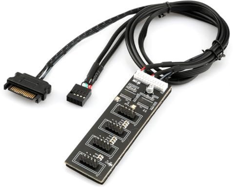 interner USB-Hub-Erweiterung,4 internen USB 2.0-Anschlüssen,9poliger USB-Header-Splitter für SATA-Stromkabel,USB 2.0-Splitter-Anschluss für Motherboard, Adapter für CPU, Lüfter und RGB-Licht