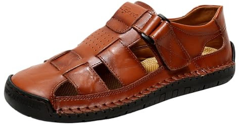 Générique Sandales Homme Hommes Babouche Chaussure Été Pied Nu Chaussures Cuir Randonnée Ouvertes Mode Et Sport Pour Pieds Nus Semelles Amovibles Sandale Plage Larges Mule Ete Hike