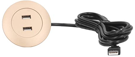 Fockety Sofa-USB-Ladebuchse, versenkte USB-Steckdosenleiste mit Netzteil und Zwei USB-Ladeanschlüssen, für Sofa, Couch, Tisch, Nachttisch, Büro, Zuhause (Gold)