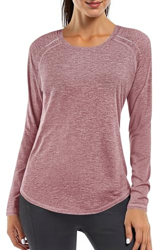 Gyabnw Sportshirt Damen Langarm UPF 50+ UV Schutz | Leichtes Funktionsshirt, Rundhals, reflektierende Details, lockere Passform, für Fitness Wandern und Outdoor