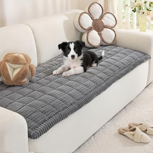 Royhom Dicke Sofa Überzug für Haustiere, Anti-Rutsch Sofabezug 2 3 4 Sitzer, Grau Couch Überzug, Sofaschoner für Wohnzimmer (Sitzer, 70 x 210 cm)