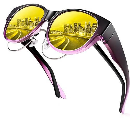 URUMQI Nachtfahrbrille Nachtbrille zum Autofahren Damen Herren | Auto Brille Gegen Blenden Gelbe Gläser