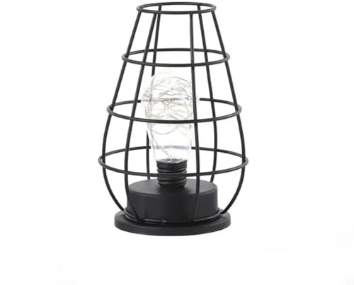 Flaroey LED Table Lamp Reading Lamp Night Light Bedroom Bedside Lamp Desk Lighting Living Room Retro Iron Home Decoration,B