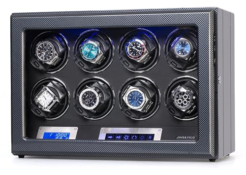 DOOMOOK Uhrenbeweger für 8 Automatikuhren, abschließbare Wickler mit verstellbaren [Upgraded] Uhrenkissen, LCD-Touchscreen-Display und integrierter Beleuchtung