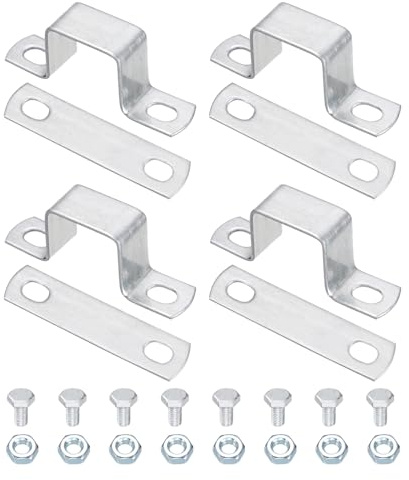 sourcing map 4 morsetti per tubi quadrati da 3 x 3 cm, in acciaio al carbonio a forma di U, resistenti con fibbia, con guarnizione, viti, dadi per l'installazione del tubo