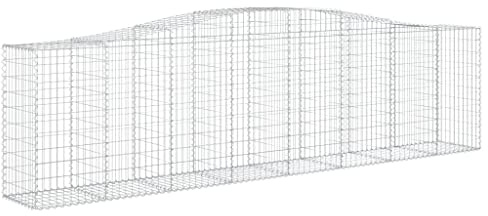 Nqyjm Clôture en Maille de Jardin Panier de Gabions Arqué 400x50x100/120 cm Fer Galvanisé, Mur à Gabion Cages à Pierres pour Terrasse Extérieur Pelouse Décorative Model 1