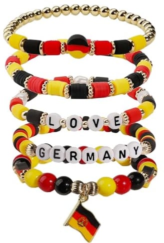 BDYLYS Deutschland Armband Schwarz Rot Gold, 5 Stück Deutschland Fanartikel | Mit GERMANY, LOVE und Deutschlandflagge – ideal für Tag der Deutschen Einheit, Fußball, Fanpartys und Deutschland Events