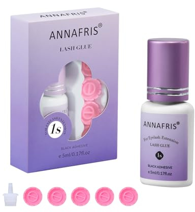 ANNAFRIS Colla Extension Ciglia, 1-1.5 Secondi Asciugatura, Durare 50-70 giorni,Nero
