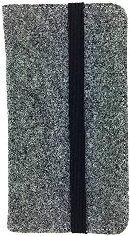 handy-point Universell Organizer für Smartphone Tasche aus Filz Filztasche Filzhülle Hülle Schutzhülle mit Kartenfach für Smartphone (Bis 5,2 Zoll max 14,7x7,3cm, Grau)