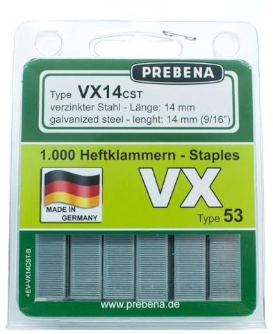 PREBENA Heftklammern Type VX14CST-B, 1.000 St., Silber