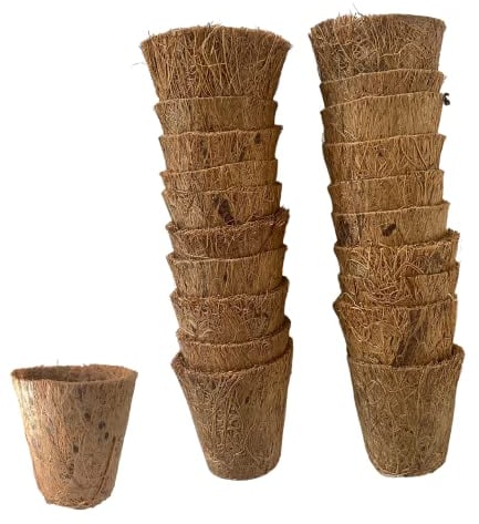 Pokugiardini, Seeding Pots,Biologisch abbaubare Pflanztöpfe,Blumentöpfe, Anzuchttöpfe aus Reiner Kokosfaser, Torffrei, Kunststofffrei.ø 4,5 cm; 20 Stck