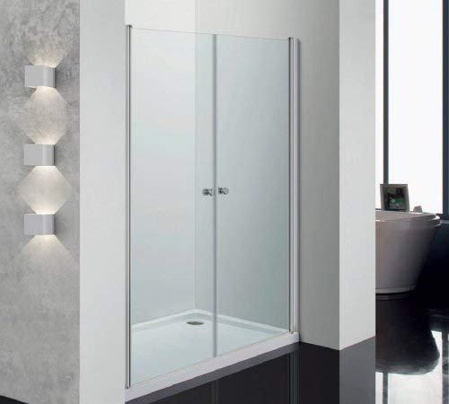 Porta doccia due ante battenti saloon in cristallo 6mm trasparente h.190 MERAVIGLIA (68-72 cm) …