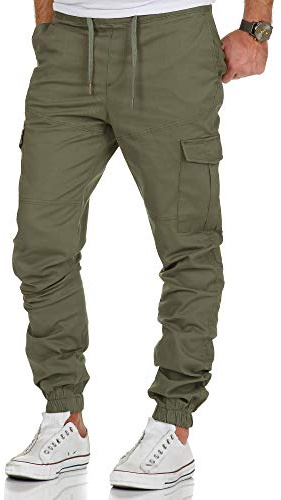 Amaci&Sons Herren Stretch Jogger Cargo Chino Jeans Hose 7006