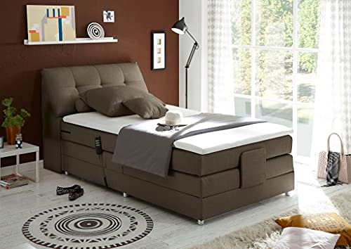 Froschkönig24 Concord 120x200 cm Boxspringbett Bett mit Motor Stone, Ausführung:Variante 4