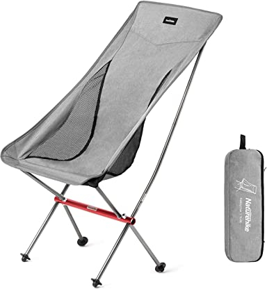Naturehike Tragbarer Campingstuhl Ultraleichter Klappstuhl, Schnelle Demontage und Montage, Zum Angeln, Picknick, Outdoor, Wandern (Grau Large)