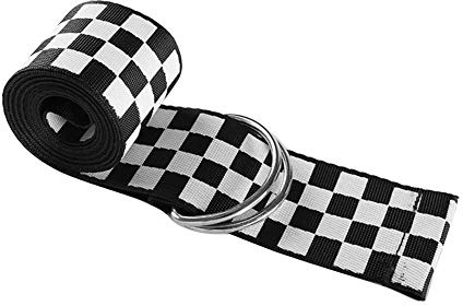 Frauen Schachbrett Gürtel, Canvas Gürtel Lässig Karierter Bund 130cm Schwa Weiß Karierter Gürtel,Mode Lässig Weiß Und Schwarz Kariertes Schachbrett Hüftgurt Bund Bekleidungszubehör (Schwarz & weiß)