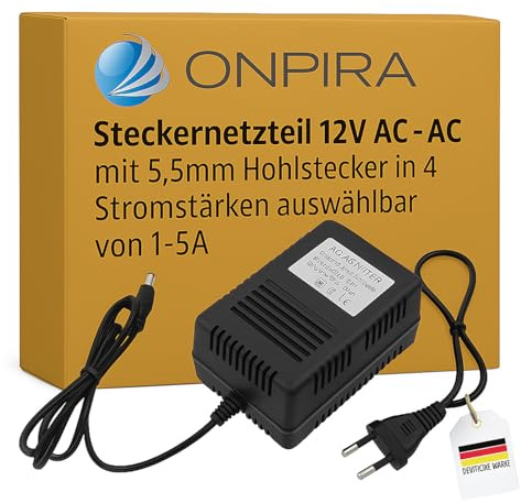 Netzteil 12V AC Ausgang Wechselstrom | Spezial Adapter mit 5.5x2.1mm Hohlstecker | Wählbar 1A, 2A, 3A, 4A, 5A | Für Geräte die Wechselstrom Eingang benötigen (AC 12V/2A)