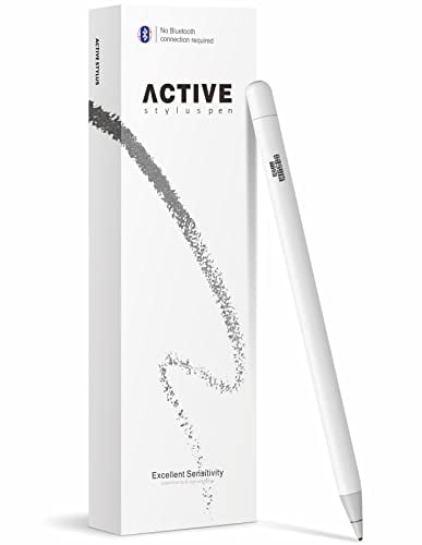 KSW KINGDO iPad Stift, Stylus für iPad/iPhone, Kapazitiver Wiederaufladbarer Stift Mit 1.4 mm Extrem Feiner Spitze für iPad Pro, iPhone 12, XS Max, 11 (Weiß)