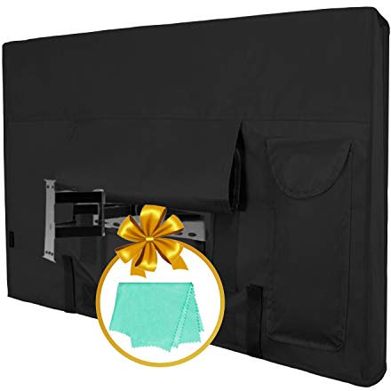 Easy-Going Outdoor TV Cover for 63 to 65 inches LCD, LED, Waterproof, Weatherproof and Dust-Proof TV Screen Protectors with Cleaning Cloth (65 inch,Black)