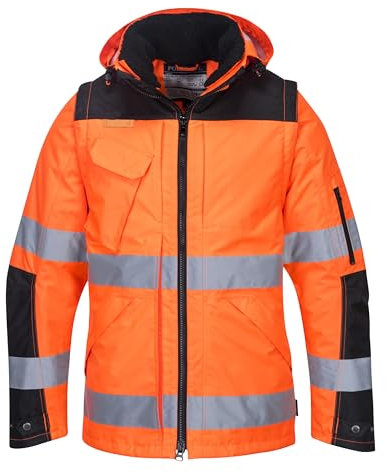 Portwest Pro Hi-Vis 3-in-1 Jacket, Size: M, Colour: Orange/Black, C469OBRM