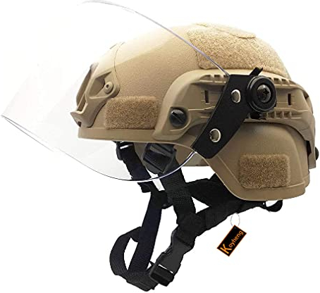 Airsoft Mich 2000 ACH Taktischer Helm mit klarem Visier NVG Halterung und Seitenschiene