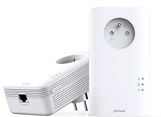 STRONG Pack de 2 Prises CPL 1300 Mbps, Prise filtrée et Port Ethernet, Compatible boxs Internet, Idéal Multi TV, Streaming HD, Aucune Configuration, Prêt à l'emploi