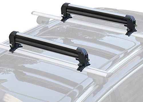 Leader Accessories Car Ski Snowboard Roof Racks, 2 PCS Universal Ski Roof Rack Carriers Snowboard Top Holder, Lockable Fit Most Vehicles Equipped Cross Bars - Deluxe