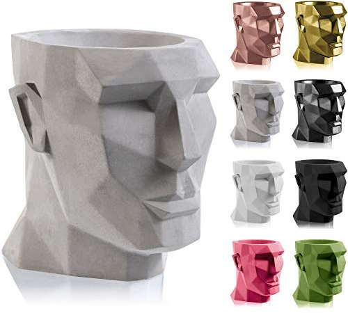 CONCRETTE Maceta de hormigón Apollo | Ø 12 cm | Sin Color | Jardinera de Cemento | Hecho a Mano en la EU