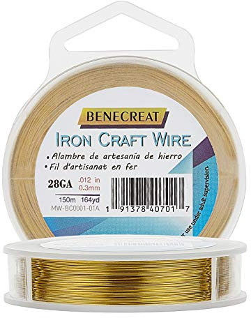 BENECREAT 100m 0.4mm Filo di Ferro Dorato Resistente All'appannamento per Progetti di Perline di Gioielli, Arti del e Fabbricazione di Artigianato