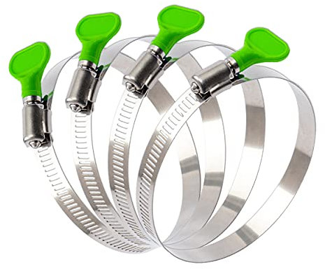 BESTYCHAO Rohrschellen, 4pcs 5 Zoll Edelstahl Schlüsseltyp Schneckengetriebe Schlauchschellen, einstellbare 105-127mm Bereich Daumen Schraubschellen für Klempner und Automotive