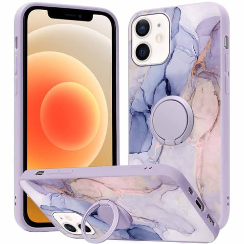 Yoedge Phone Case for iPhone 11 6.1, 360° Ring Holder Kickstand Support Magnetic Car Mount, Slim Silicone Soft TPU Shockproof Protection Matte Case for iPhone 11 for Women Girls, Marble