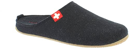 Living Kitzbühel Filz Pantoffeln mit Schweizer Kreuz – Bequeme Hausschuhe mit integriertem Fußbett, rutschhemmender Naturkautschuksohle, Wollfilz Obermaterial – Flexible, temperaturregulierende