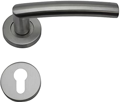 Löwen Drückergarnitur Türgriff Türbeschlag Edelstahl PZ Türklinke silbern oval (Modell 2)
