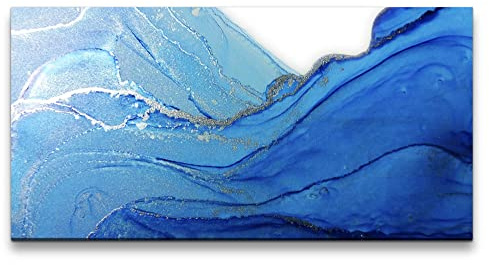 Paul Sinus Leinwandbild 120x60cm Fließende Farben Abstrakt Dekorativ Modern Blau