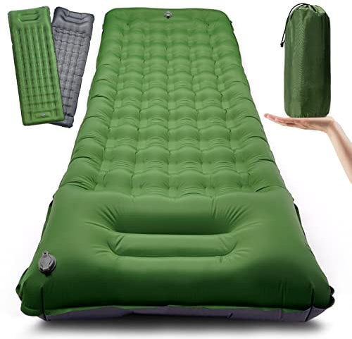 Nekano Isomatte Selbstaufblasend Camping Luftmatratze 13CM Dicke mit Kissen & Fußpresse Pumpe,Wasserdicht Ultraleicht Aufblasbare Matratze Schlafmatte für Outdoor Camping Zelt Reisen,200x66x13CM