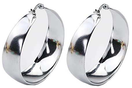 Ohrringe für Damen Herren Edelstahl Großer Kreis für Männer Frauen 30mm Creolen Silber