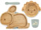 Koko Kids® Bamboo and Silicone Feeding Set ~ Rabbit Suction Plate, Lamb Suction Bowl, Silicone Cup and Spoon (Verde)