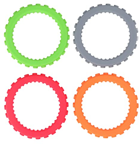 Baby Beißring Armband - 4 Stück Silikon Zahnspielzeug für Säuglinge, kühlbar & hitzebeständig, sensorisches Zahnfleisch Training, Farben: Rot, Orange, Grau, Grün