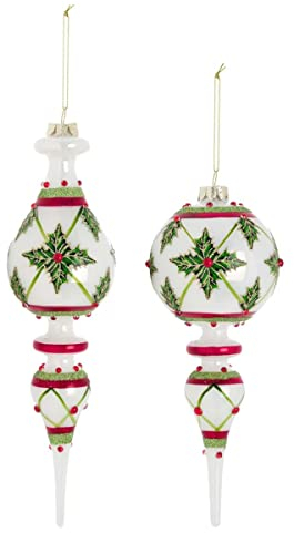 BLANC MARICLO' Decorazione albero Natale 2 varianti avorio agrifoglio 8x8x21 cm B