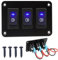RUNCCI-YUN 3 Gang 12V pannello interruttore, Pannello interruttore a bilanciere 4 Pin On Off Toggle interruttori luce blu pannello impermeabile per 12V/24V Marine Boat RV Truck Car ATV
