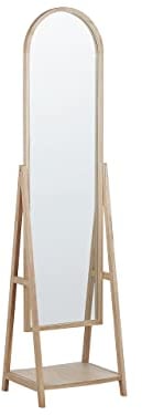 Beliani Standspiegel mit Rahmen Regal Holz Hellbraun 39x170 cm kippbar Rustikal Chambery