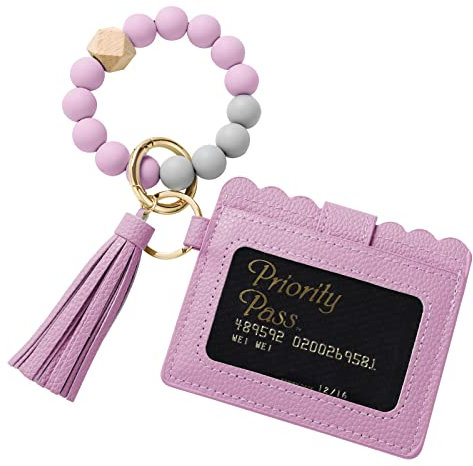 Unistybag Wristlet Keychain for Women Silicone Key Ring Bracelet Wristlet Wallet Bracelet Keychain Card Holder Keyring, Purple, One Size