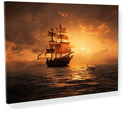Sense Canvas Leinwandbild Piratenschiff 7 – Heimdekoration, Wandkunstdruck, Poster, Gemälde, groß, 40 x 30 / 1,9 cm
